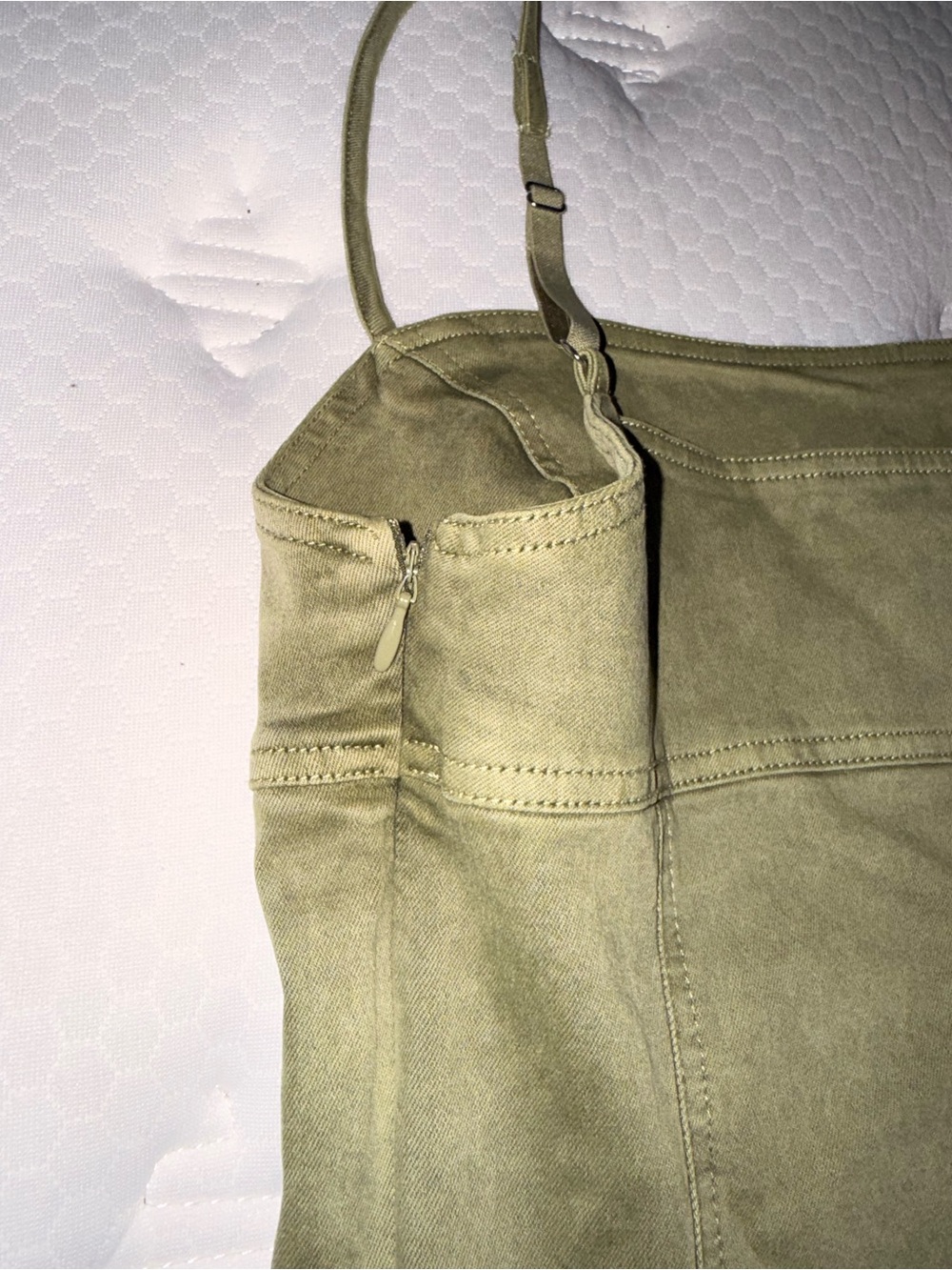 47. Urban Outfitters Olive Green Spaghetti Strap Mini Dress - Picture 7 of 7